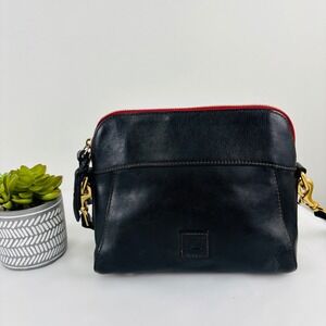 Dooney & Bourke Florentine Vacchetta Leather Crossbody Bag Black Red Zip Gold